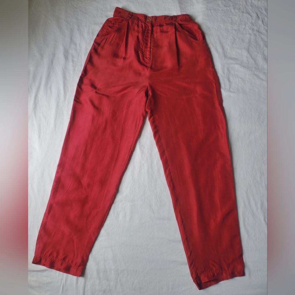 Vintage 100% silk high waisted, wide-leg trousers